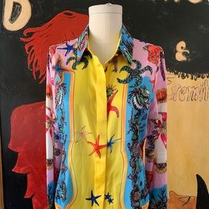 VERSACE AUTHENTIC TRÉSOR DE LA MER PRINT SILK TWILL SHIRT $1,175 44 or LARGE